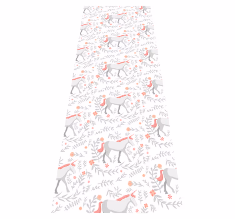 Bedroom carpet with unicorns and leaves pattern - TenStickers