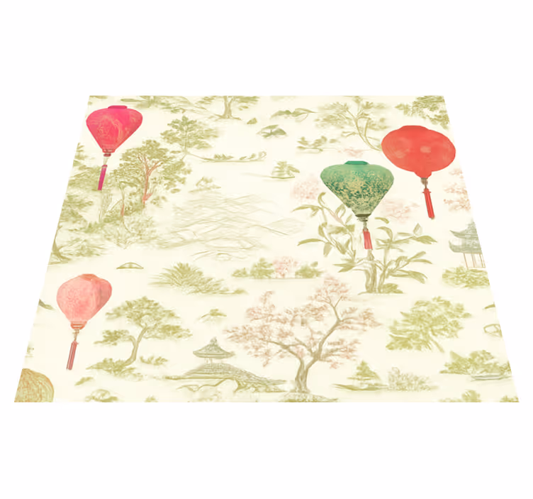 Bedroom carpet oriental chinoiserie landscape - TenStickers