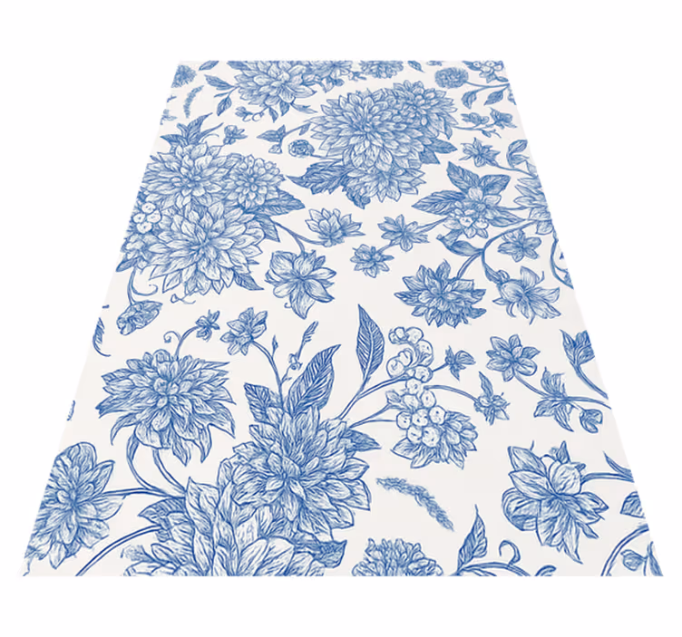 Blue dahlia floral bedroom carpet - TenStickers