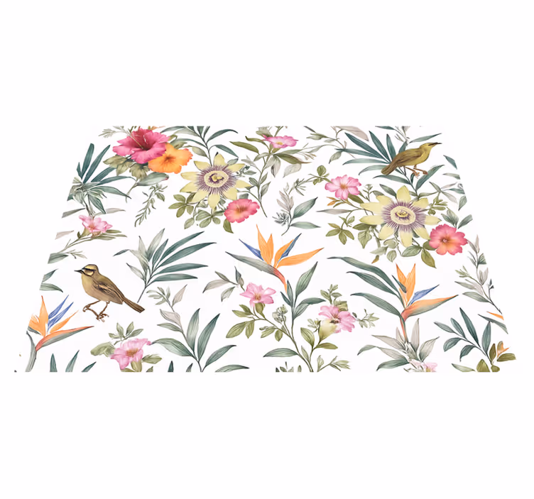 Bedroom carpet in blue floral design - TenStickers