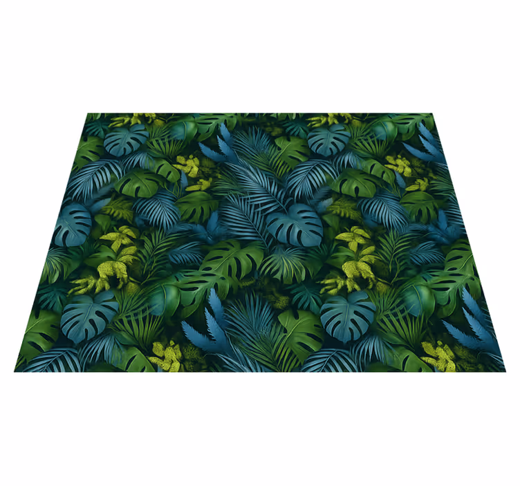 Bedroom carpet with green and blue leaves - TenStickers