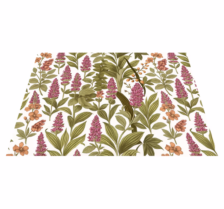 Bedroom carpet with colorful botanical design - TenStickers