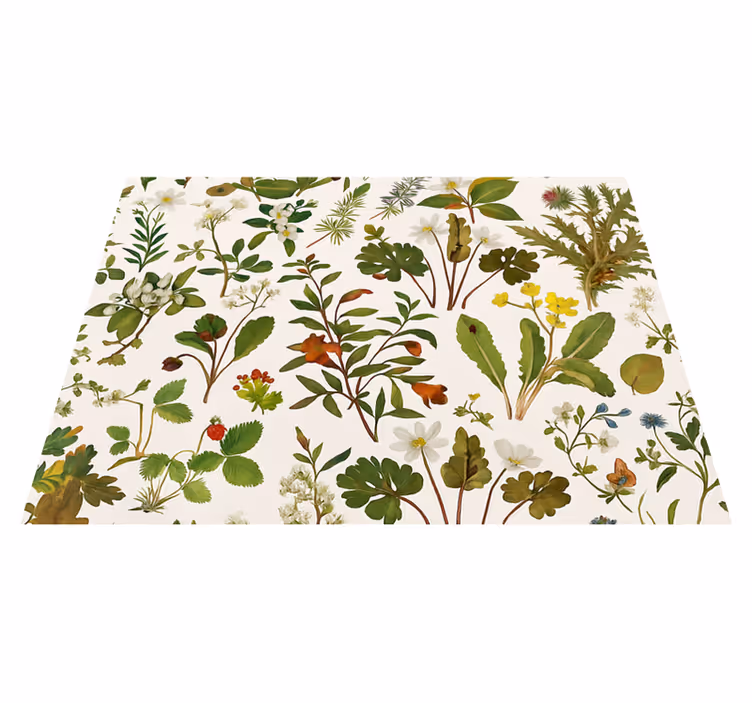 Bedroom carpet botanical design on white background - TenStickers