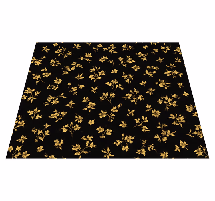 Bedroom carpet in dark background with gold flowers - TenStickers