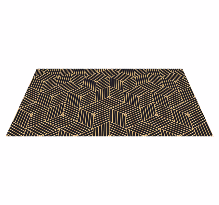 Geometric rug with golden geometric deco pattern - TenStickers