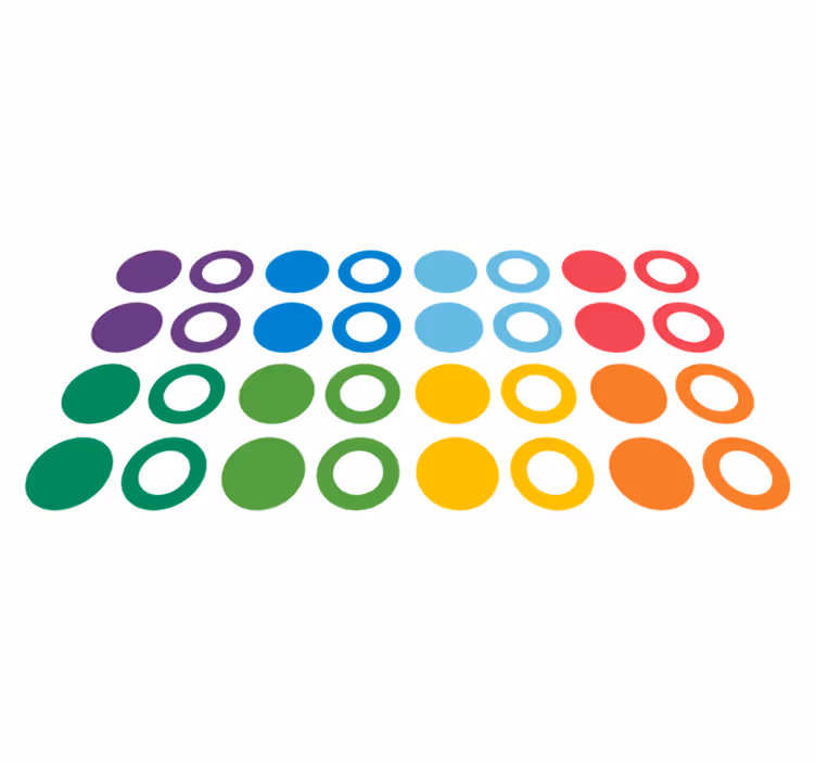 Geometric rug in rainbow-colored circles - TenStickers