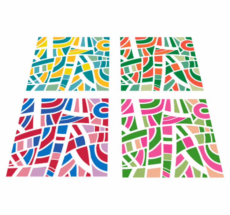 Geometric rug in multicolor tiles - TenStickers
