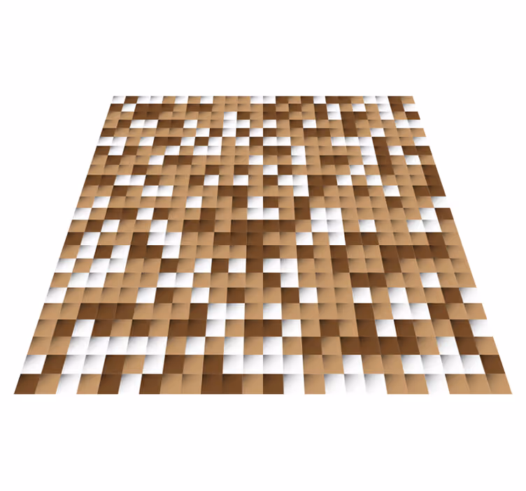 Geometric rug in brown squares - TenStickers