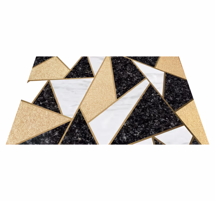 Geometric rug in black and white marble tiles - TenStickers