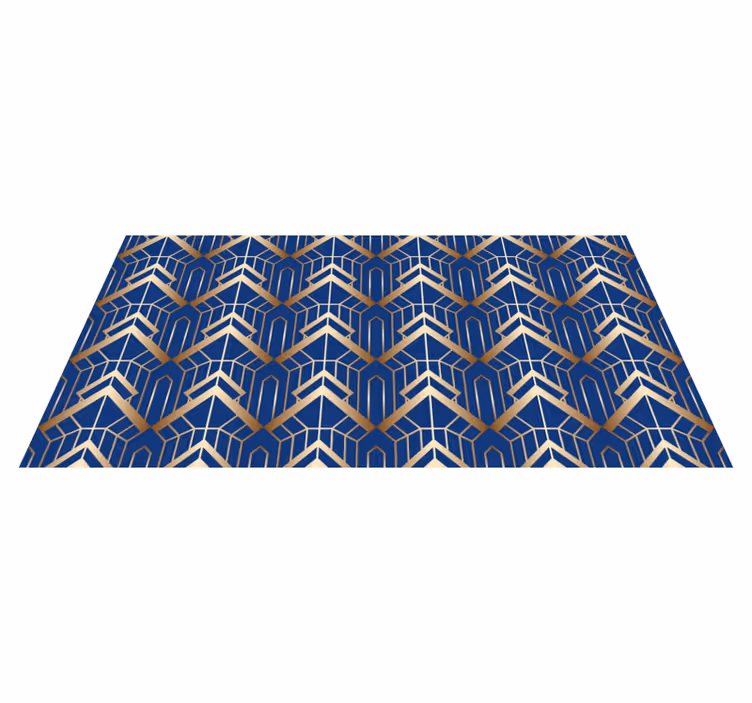 Geometric rug with modern blue and gold design - TenStickers