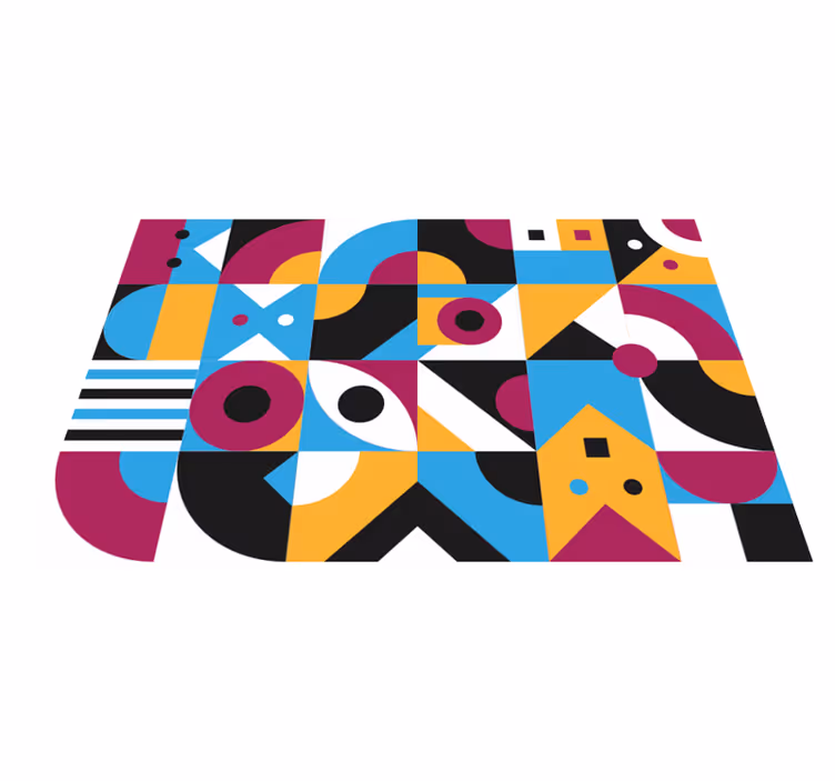 Geometric rug in vibrant colored shapes - TenStickers