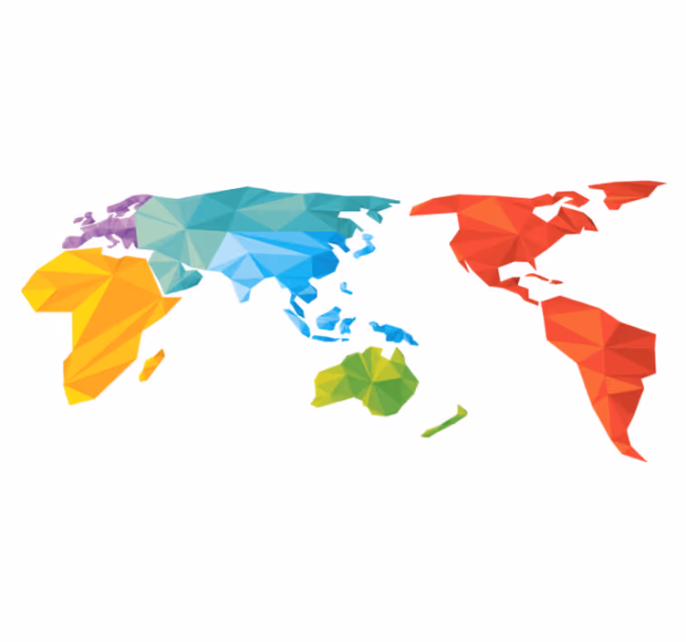 Geometric rug world map geometric color - TenStickers