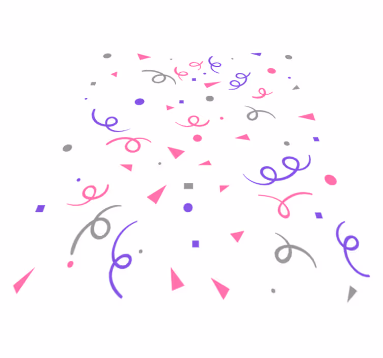 Geometric rug in grey, pink and purple confetti - TenStickers