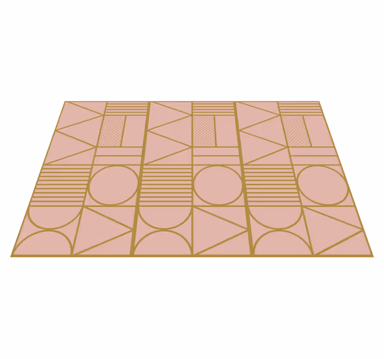 Geometric rug in gold and pink color blocks - TenStickers