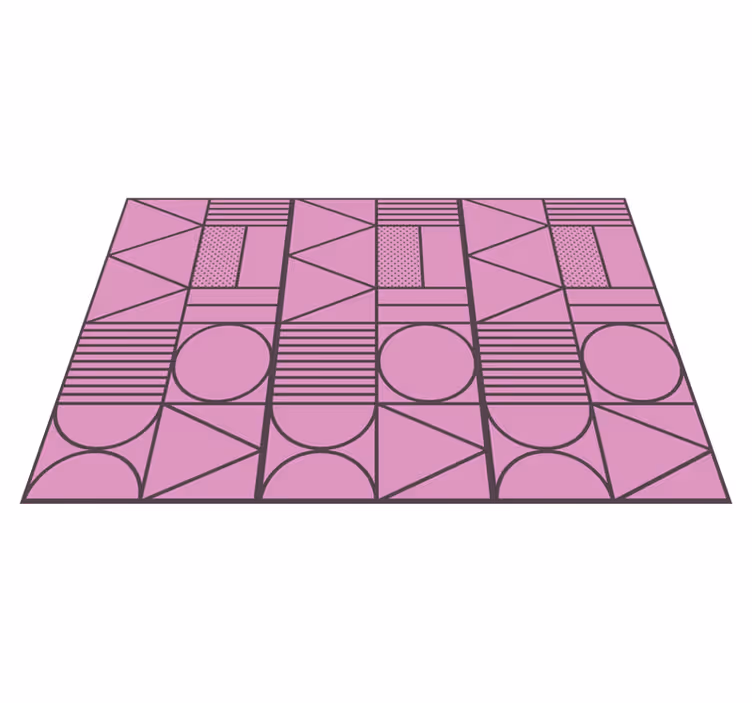 Geometric rug in pink and grey color block - TenStickers
