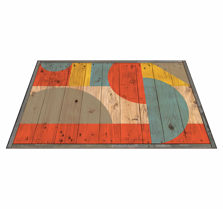 Geometric rug geometry with wood - TenStickers