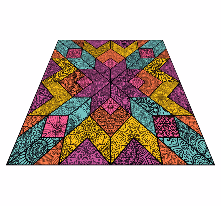 Geometric rug with colorful geometric elements - TenStickers