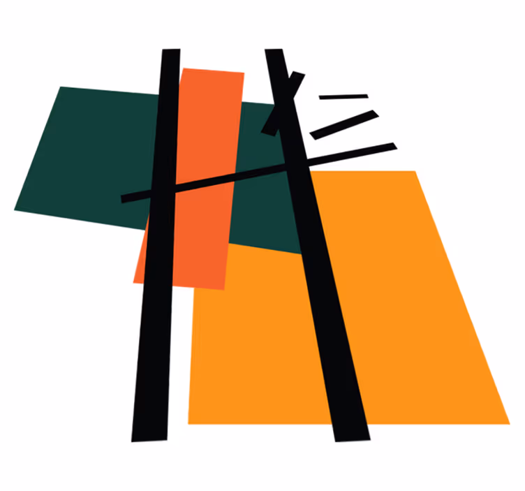 Geometric rug with abstract color blocks - TenStickers