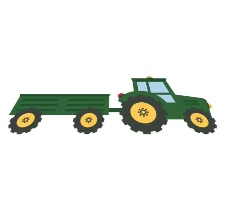 Kids carpet green tractor and wagon design - TenStickers