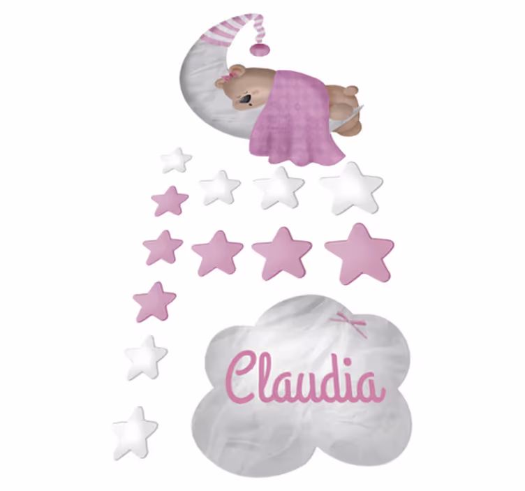 Kids carpet cloud sleeping bear with name - TenStickers