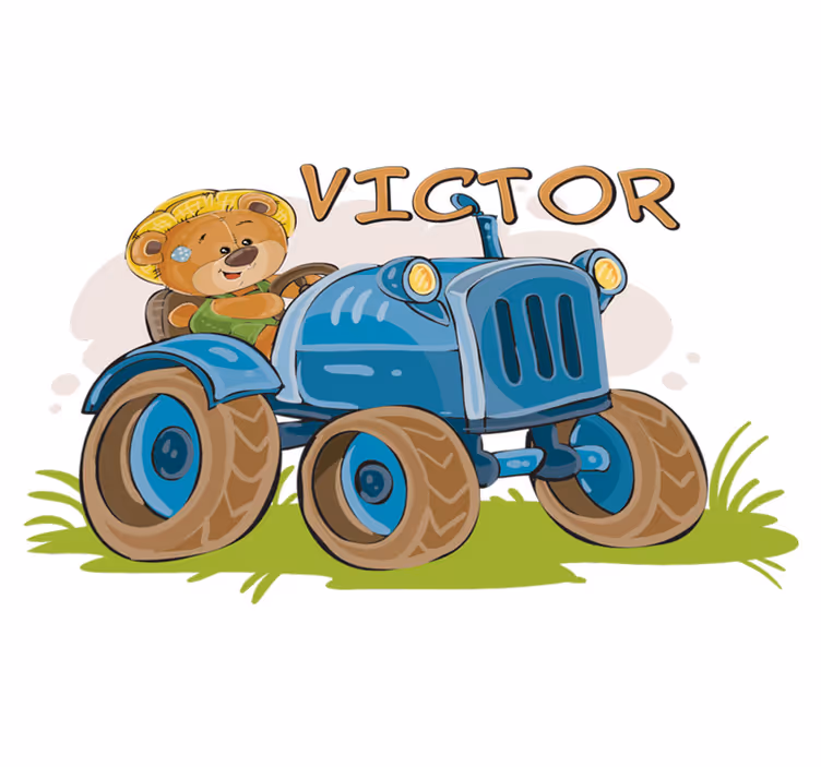 Kids carpet personalized tractor - TenStickers