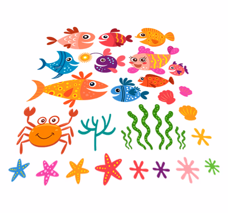 Kids carpet colorful baby fishes design - TenStickers