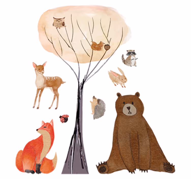 Kids carpet with forest animals and trees - TenStickers