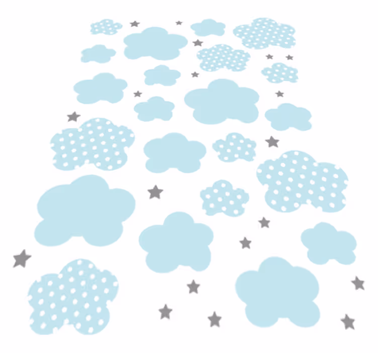 Kids carpet blue clouds and grey stars - TenStickers