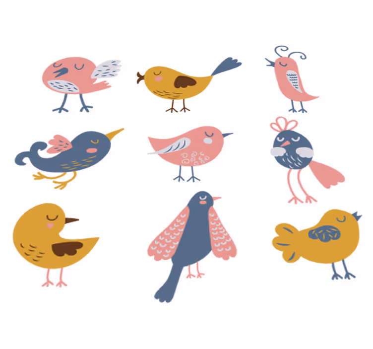 Kids carpet nine bird sticker decal - TenStickers
