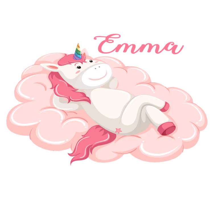 Kids carpet unicorn in the cloud with name - TenStickers