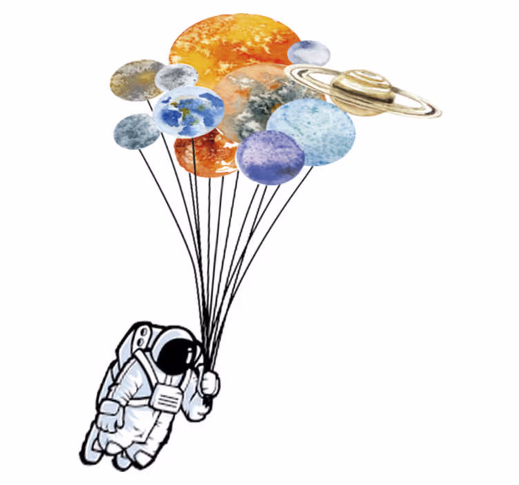 Kids carpet astronaut with colorful balloons - TenStickers