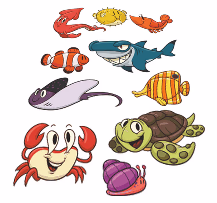 Kids carpet colorful fish set - TenStickers