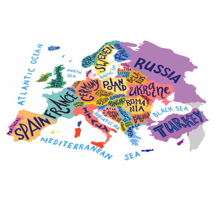 Kids carpet europe map rug - TenStickers