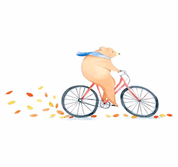Kids carpet with bear on a bike design - TenStickers