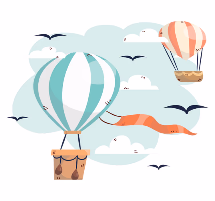 Kids carpet hot air balloons and clouds - TenStickers