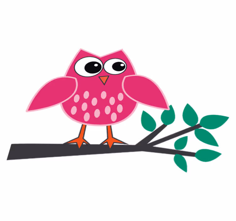 Kids carpet pink owl on a branch - TenStickers