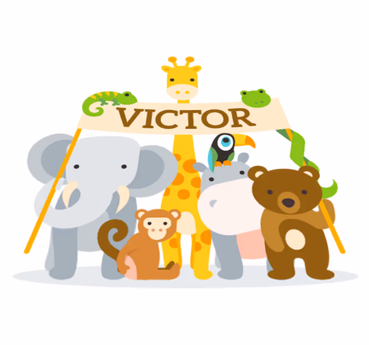 Kids carpet featuring personalized welcoming animals - TenStickers