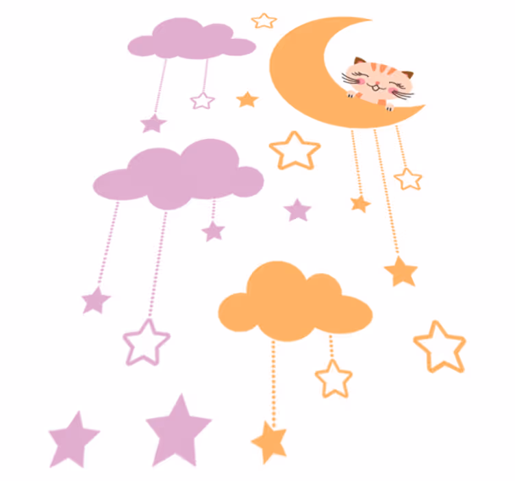 Kids carpet moon cat sticker - TenStickers