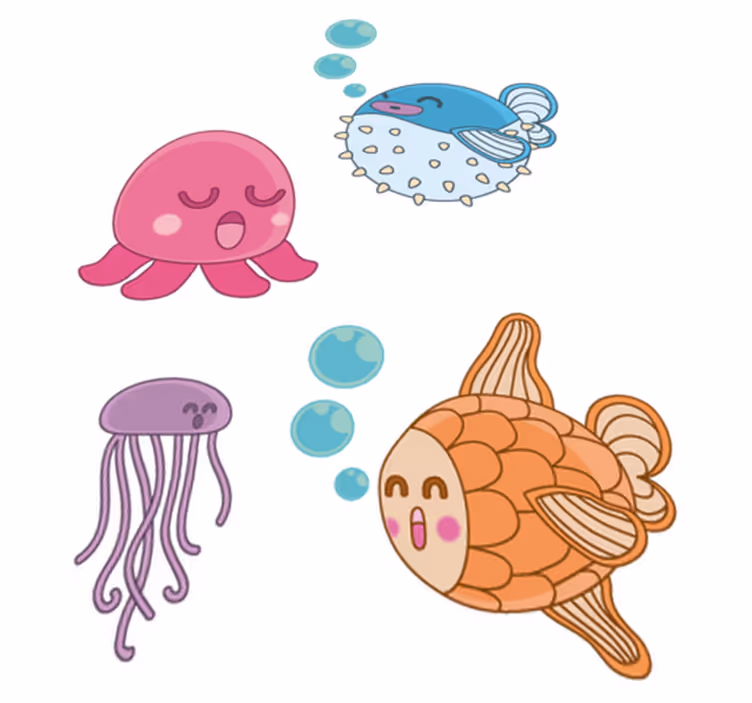 Kids carpet fish illustration sticker - TenStickers