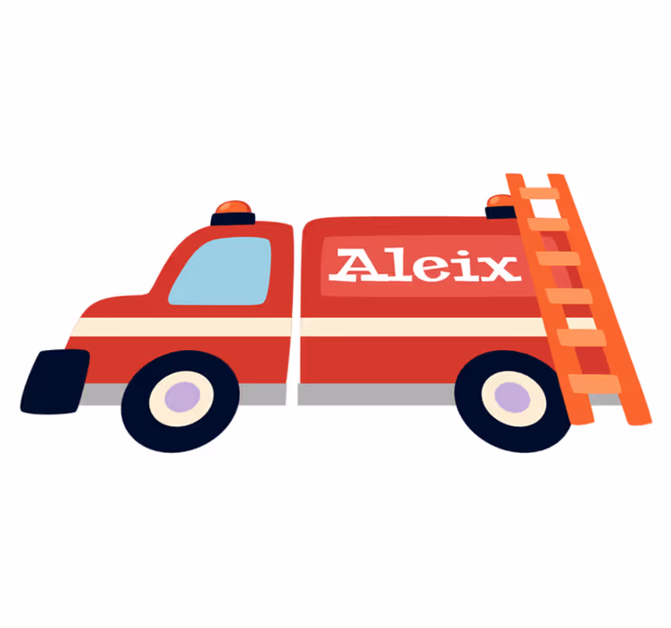 Kids carpet firefighter car with personalized name - TenStickers