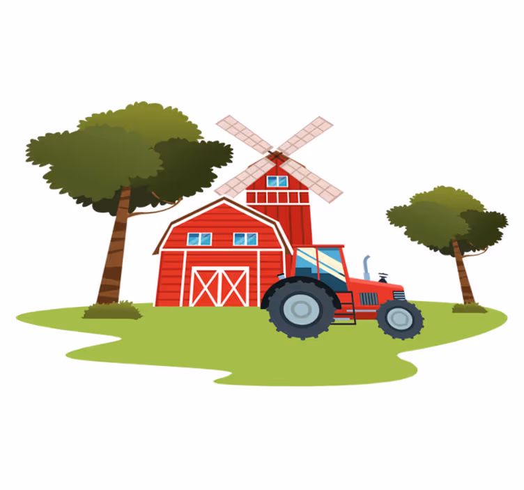 Kids carpet tractors and trees design - TenStickers