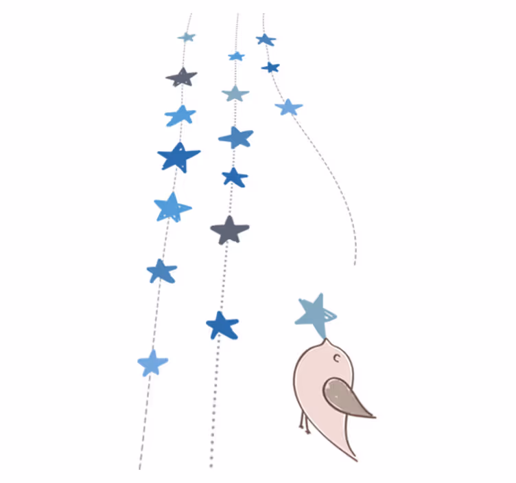 Kids carpet blue stars and bird design - TenStickers