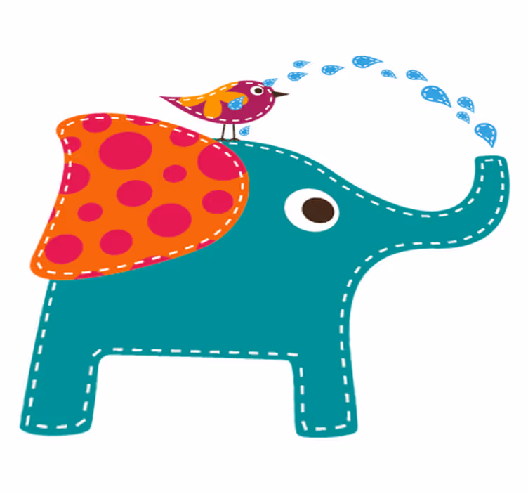 Kids carpet elephant bathing bird wall sticker - TenStickers