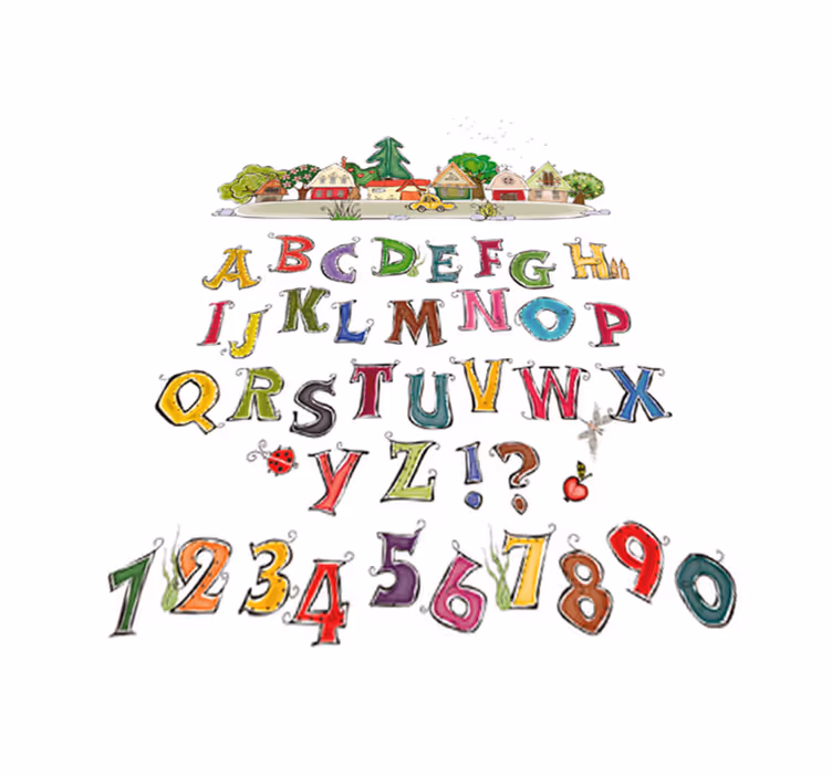Kids carpet with colorful alphabet and numbers - TenStickers