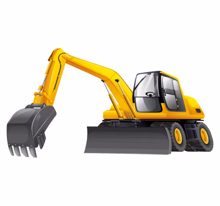 Kids carpet excavator cartoon 3d yellow and black - TenStickers