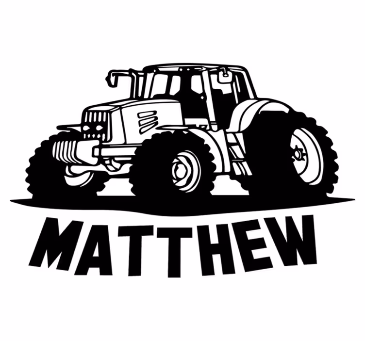 Kids carpet with tractor silhouette and name - TenStickers