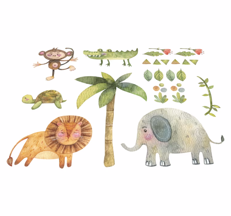 Kids carpet watercolor jungle animals design - TenStickers