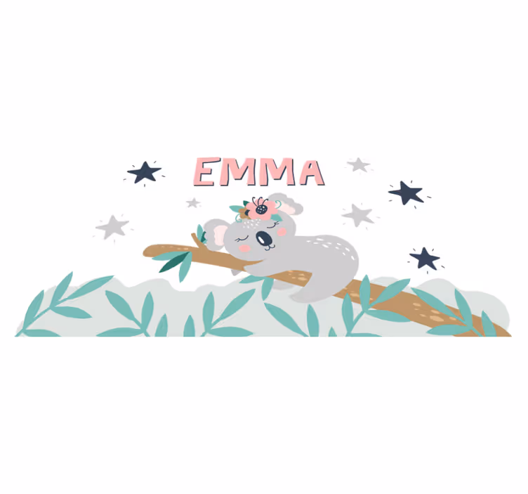 Kids carpet cute koala for girl with name - TenStickers