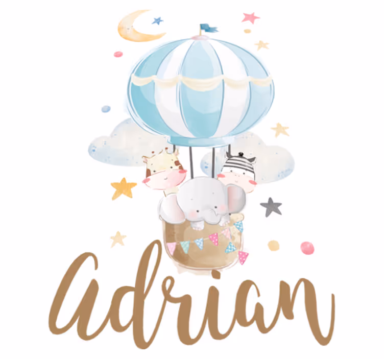 Kids carpet with three animals on balloons - TenStickers