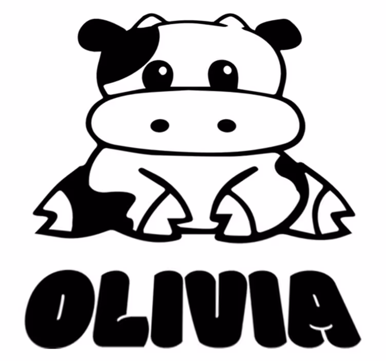 Kids carpet black and white cow with name - TenStickers